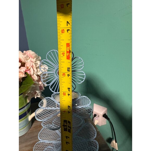 Blue  & Pink Wire Floral 3-Tier Cupcake Stand  Nantucket / Display 17" Tall - Picture 3 of 5